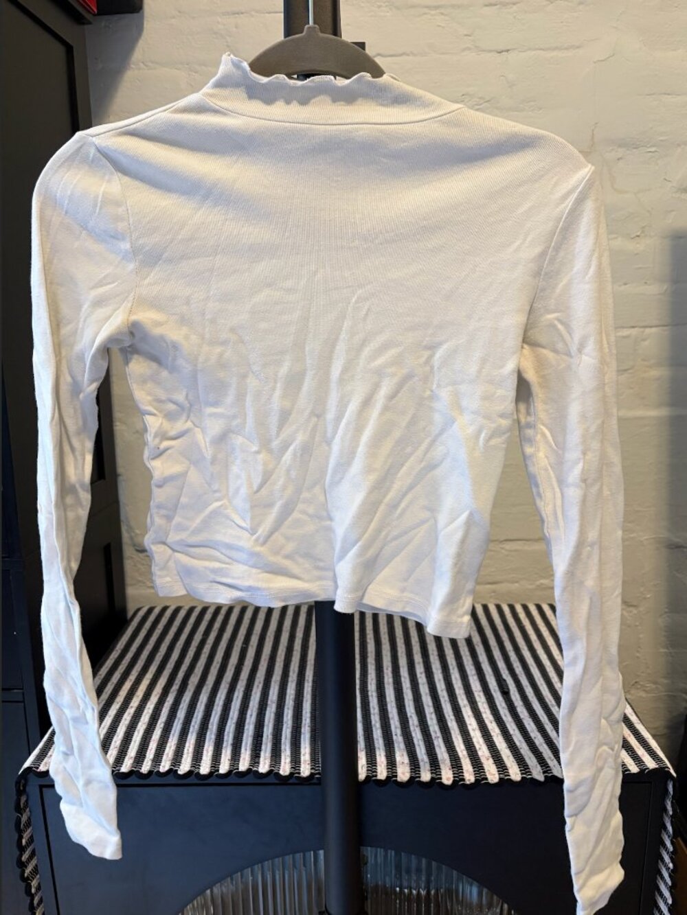 Brandy Melville White Mock Neck Shirt, One Size